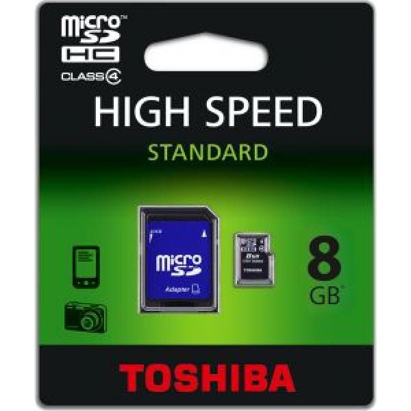 TOSHIBA MicroSD 8GB Class4 Memory Card with Adapter ذاكرة توشيبا 8جيجا لتحميل جميع البيانات مناسبة للكاميرات والجوال